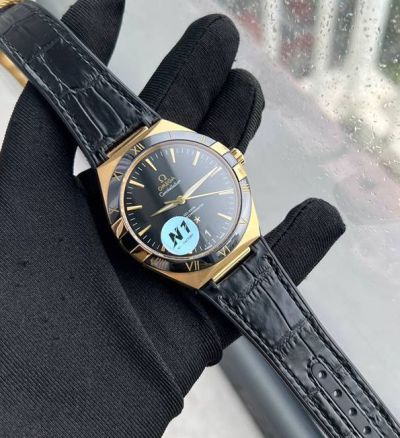 N1 Factory Omega Replica 41mm 8900/8901 Movement Brown Leather Watch Strap Black Dial Watch